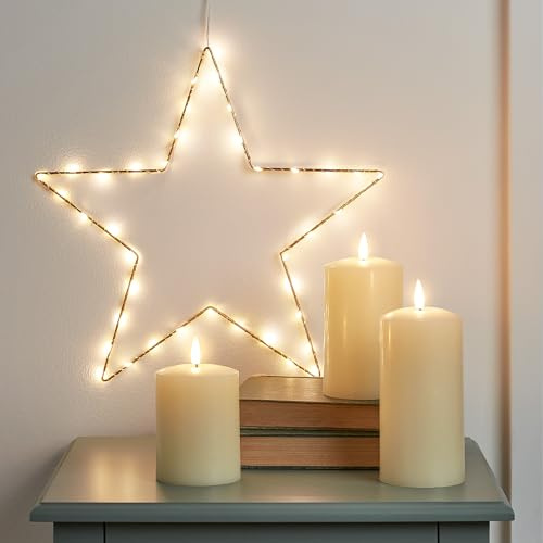 Lights4fun Set LED Osby Stern mit TruGlow® Kerzen Weihnachtsdeko Timer Weihnachtsbeleuchtung Fenster