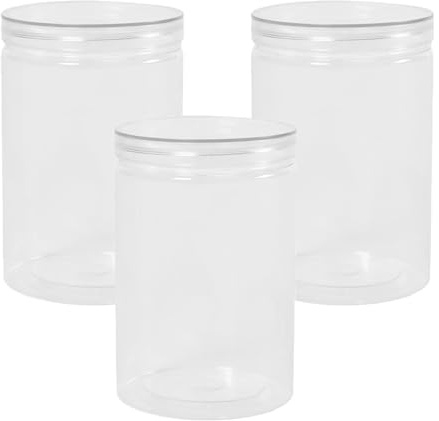 OHS Food Containers with Lids Set of 3, Plastic Storage Containers Dry Food Jars for Coffee Pasta Rice Cereal Oats Kitchen Pantry Airtight Lids Leakproof Dishwasher Safe, Medium 1200ml