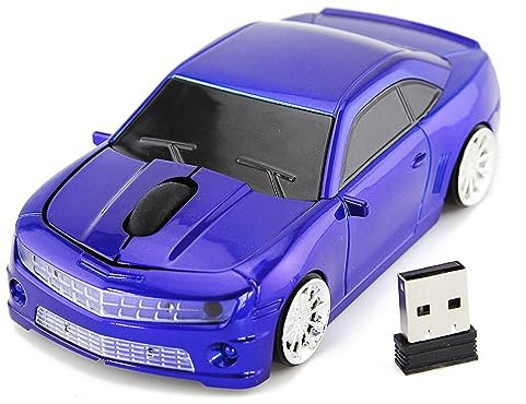 F&Y Souris sans fil inspirée de la voiture de sport, capteur de haute précision 2,4 G, souris d'ordinateur ergonomique pour ordinateurs portables, éclairage LED USB rechargeable, accessoire de bureau