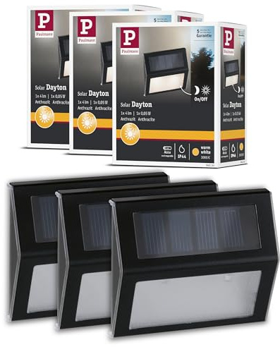 Paulmann 5219 Set Solar LED Treppenleuchte Dayton 2er-Set IP44 3000K 3x2lm Anthrazit