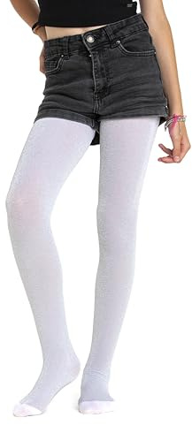 70 denier ogenomskinliga tights för flickor med briljant färgglad glitter. N.2205, Vit, 12-14 anni
