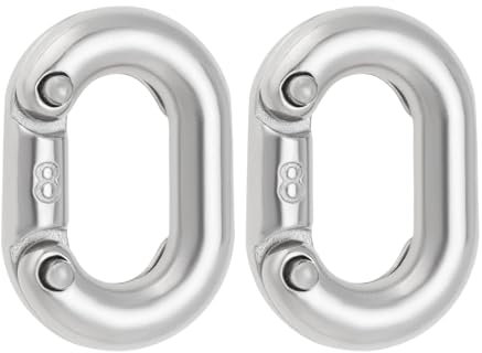 LT Easiyl 2 Stück 8mm Edelstahl 316 geteilte Kettenglieder, robuster Kettengliederverbinder für Kettenanbindung, 25 x 13 mm, silber