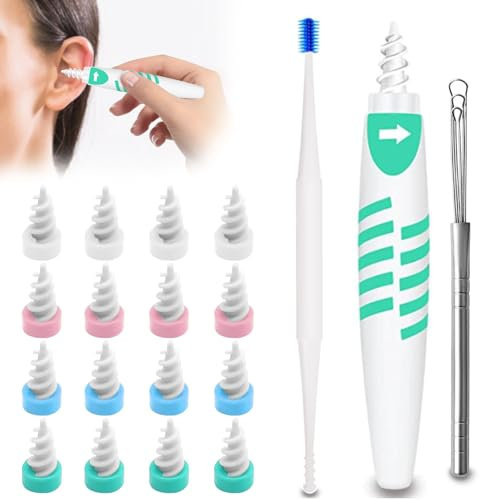 GWAWG Limpiador Oídos, 16 puntas lavables, suave silicona, elimina cera, ayuda a previene tapones, adecuado tanto para niños como para adultos