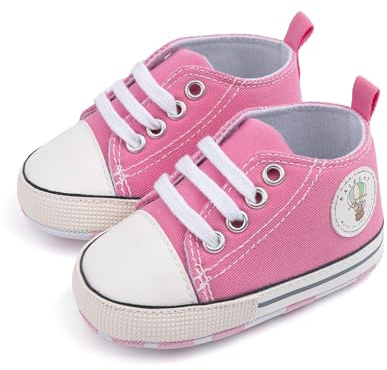 BAIELey walk in the clouds Tenis de lona para bebés y niñas con cordones para recién nacidos
