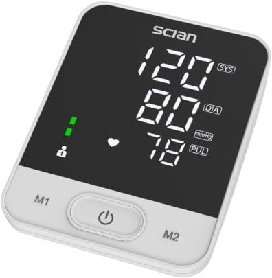 Scian Blood Pressure Monitors, Upper Arm BP Monitor for Home Use, Large Cuff BP Machine, Large LED Backlight Display, Heart Rate Detection 2x100 Records, Cuff 8.7-16.5