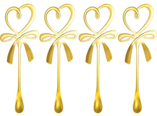 Zghhc 4 Cucharas para Café con Leche, Cuchara De Café De Acero Inoxidable, Pequeña Cuchara Agitadora, Bonita Taza Colgante, Cucharas De Postre para Cocina Y Hogar