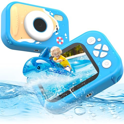 CHAKEYAKE Kids Camera Waterproof, 1080P Toddler Digital Underwater Camera with 2.4” Screen, 32GB SD Card,10M/32.8FT Childrens Action Camera toy camera, Bithday Gifts for Girls Boys Aged 3-12 Years Old