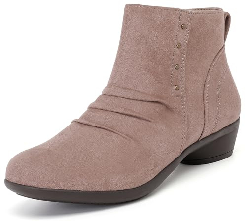Ruiee Ankle Boots for Women Slouchy Fashion Closed Toe Flat Booties Classic Comfort Fall Winter Dressy Short Boots for Women.240981 Beige MF095