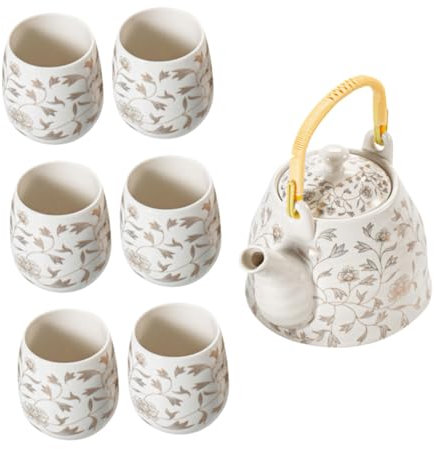 Mikinona 1 Juego Tetera de Cerámica de Gran Capacidad con Tazas Hogar Oficina y Casa