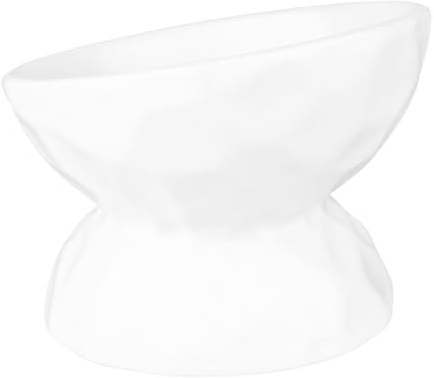 Milisten Gamelle pour Chat Surélevée Anti-Renversement en Céramique Blanche, Taille Petite, Protection du Cou, Alimentation Chaton et Petits Animaux