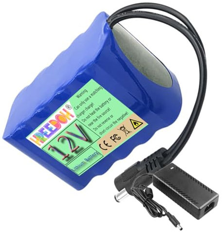 FREEDOH Batería de Iones de Litio de 12 V, Paquete de baterías de Litio de 8 Ah, 10 Ah, 12 Ah, 15 Ah, 18 Ah, 20 Ah, 25 Ah, 30 Ah y 40 Ah para Motor de 0 a 500 W con Cargador.,12v8000mah