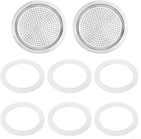 Filtros de repuesto eficientes para cafetera Moka y sellos de junta de silicona (9 tazas)