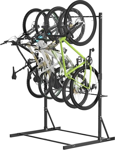 FAHKNS Freestanding Bike Storage Rack, 5 Bikes Vertical Bike Storage Rack, High-adjustable Heavy Duty Bike Stand for Garage