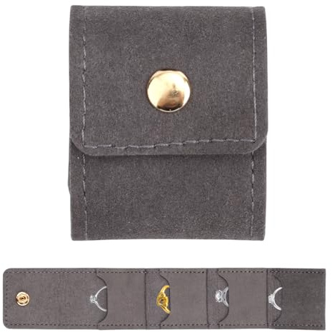 Fukaisu Mini Travel Jewelry Bags with 4 Pcs Dust Bags for Women, Foldable Jewelry Organizer Pouch Portable Storage Case for Necklace Earrings Rings