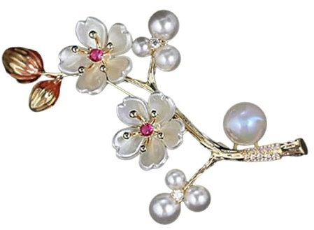 Broche florale de style chinois vintage tendance en forme de fleur de prunier pour vêtements, ornement vintage pour elle, bijoux élégants en coquillage