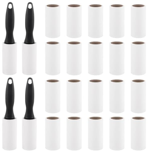 LDXDRU 24 Pack Lint Rollers for Pet Hair Extra Sticky, 1440 Sheets | 4 Handles and 20 Refills Bulk Set for Clothes and Furniture, Portable Pet Hair Remover Roller and Clothes Roller