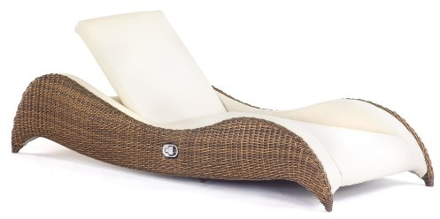 Strandkorbwerk Sonnenliege Luxor Single Mixed Beige Rundgeflecht Polyrattan Yachtleder Liege Terrasse Wintergarten