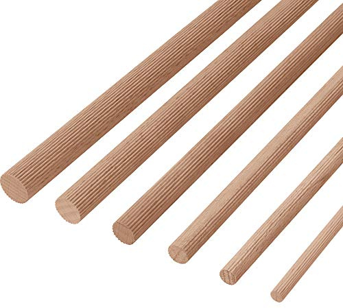 10 X Gedotec® Buchen-Rundstab Palillos Estriado de Haya | Varilla Redonda Ø 14 X 1000mm | Estable & Alta Calidad Palo de Madera de Madera de Haya | Marca para Su Sala de Estar