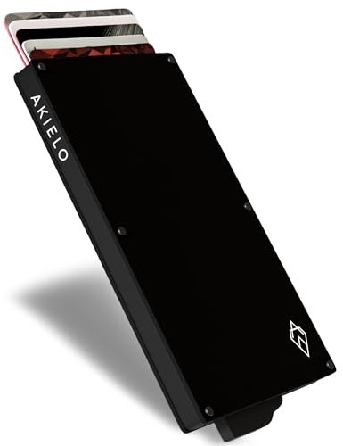 AKIELO Kartenetui mit RFID Schutz und Geschenkbox – Minimalistische Geldbörse Herren – Kompakte Wallet und Kontaktloser Kreditkartenschutz (Alpha - Schwarze Ausgabe)