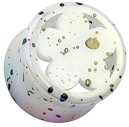 Piercingfaktor Ohr Plug Flesh Tunnel Piercing Ohrpiercing Kunststoff Double Flared mit Motiv Weiß Perlmutt Blume 16mm