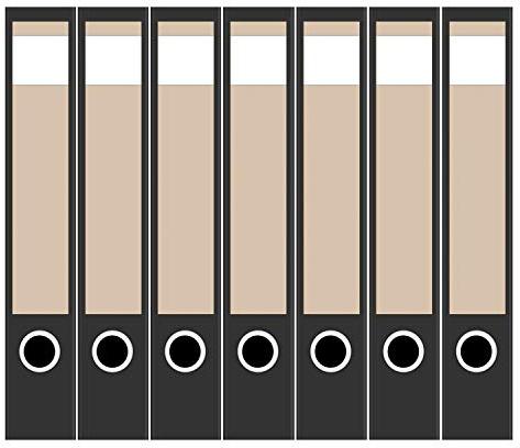 Ordneretiketten | 7 Aufkleber für schmale Akten-Ordner | Helles Braun Beige | selbstklebende Design Akten-Etiketten | Deko Sticker für Rückenschilder Ordnerrücken | zum Beschreiben