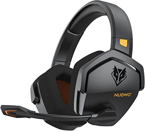 NUBWO G06 Dual Wireless Gaming Headset mit Mikrofon für PS5, PS4, PC, Mobile: 2.4 GHz Wireless + Bluetooth - 100 Stunden - 50mm -Treiber - Orange