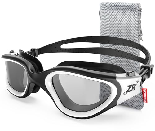 ZIONOR Gafas de natación polarizadas para hombre y mujer [actualización], G1 Gafas de natación con espejo/lente ahumada, protección UV, antiniebla, correa ajustable, comodidad profesional,