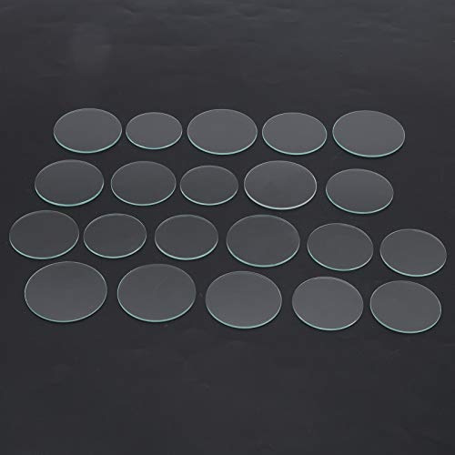 Walfront 21 Pcs 35‑45mm Glass Replacement Parts Flat Watch Crystal Lens Glass for Watch Repair Tools