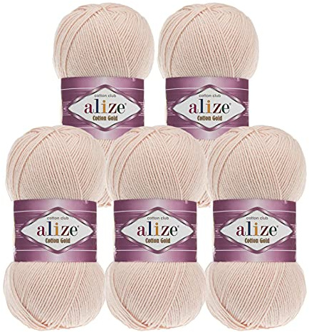 5 x 100g Strickgarn Alize Cotton Gold Uni Klassikgarn Häkelgarn Strick-Wolle Farbwahl