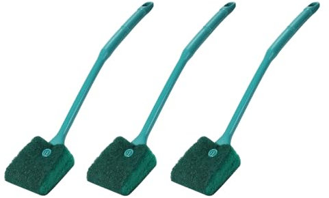AQUANEAT 3pcs Fish Tank Cleaning Tools, Aquarium Double Sided Sponge Brush, Algae Scraper Cleaner with Long Handle