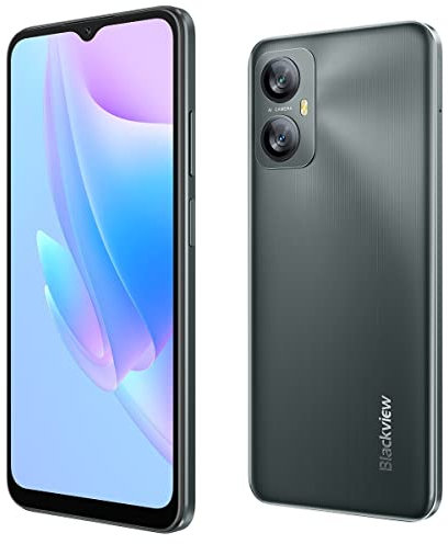 Blackview A52 Android 12 Teléfono Móvil, Pantalla HD+ 6.5'', Octa Core 2GB 32GB (512GB SD Externa), 13MP + 5MP, Dual SIM 4G Smartphone, 5180mAh Batería, Desbloqueo Facial&Huella Digital GPS Negro