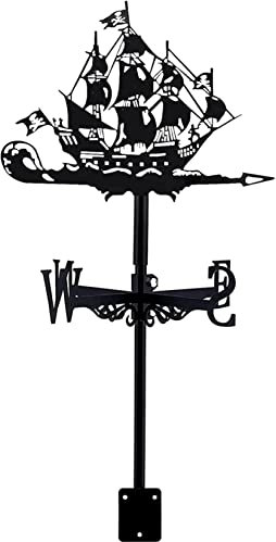 TAISK Wetterfahne aus Metall, Piratenschiff, Segelschiff, Wetterfahnen für Schuppen, Windrichtungsanzeiger für Schuppen, für Terrasse, Dach, Garten, Kuppel, Scheune, Dekoration, Windfahne
