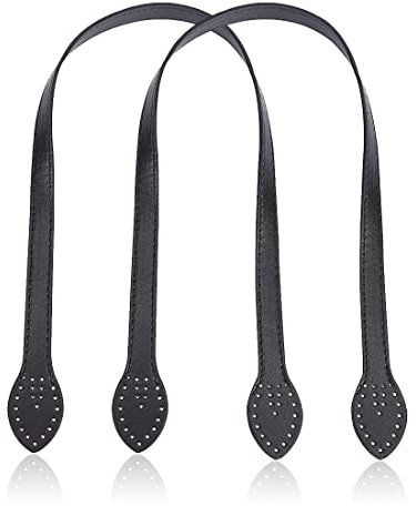 2 Stücke Leder Taschenriemen Handtasche Griffe Ersatz Taschengriffe Leder Schwarz Aus Dickem PU-Leder Langlebig für Heimwerker Handtasche