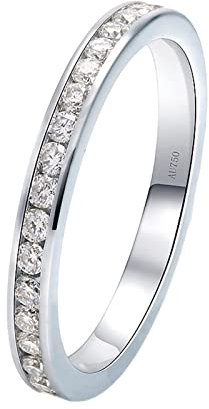 Epinki Echtschmuck Ring Weißgold 18 Karat, Klassiker Solitärring mit Labor Erstellt Diamant 0.01ct, Rundschliff, Au750 Gold Freundschaftsringe Diamantring Trauringe für Damen, Weißgold, Gr.51