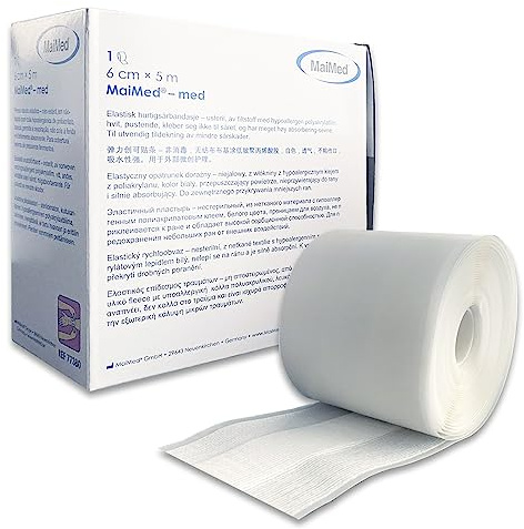 Saxomed Pflaster Rolle sensitiv – 1 Stück, 6 cm x 5 m, weiß, unsteril | Gebrauchsfertige Wundpflaster Rolle mit Polyacrylat-Kleber – für den alltäglichen Gebrauch bei kleineren Verletzungen