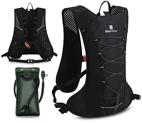BBAIYULE® Trinkrucksack mit Trinkblase 2L BPA Frei | Laufrucksack Ultraleicht | fahrradrucksack Skifahren Laufen Wandern Radfahren | Rucksack mit Trinksystem | Laufen, Trailrunning Damen Herren
