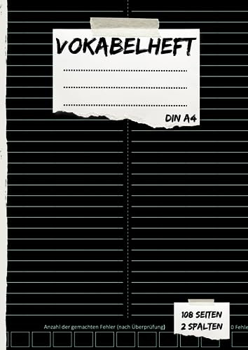 Vokabelheft DIN A4 mit 2 Spalten: Geeignet für Vokabeln in allen Sprachen I Mit Erfolgstracker und Register A-Z (108 Seiten/liniert/mit Trennungslinie)