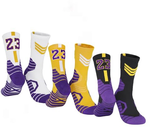 MAHZA Unisex Elite Basketball Socken Teamnummer Athletische Baumwollsocken Fans Geschenk (23-2,F)