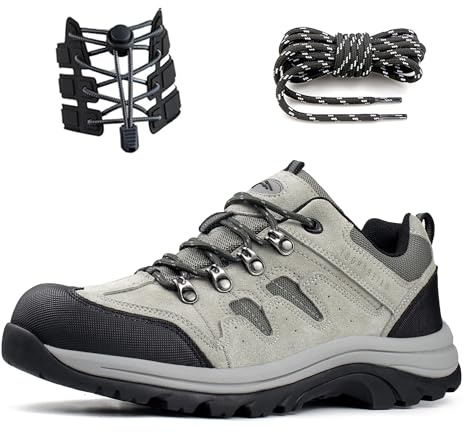 CC-Los herr vattentäta vandringsskor utomhus bekväma vandringsskor lätt arbete sneaker storlek 7-13,5, Grå icke-vattentät, 42.5 EU