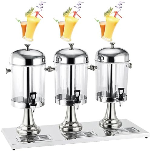 ELIKBH Dispensador de Agua Dispensador de Bebidas Depósito 8L / 16L / 24L Máquina de Jugo de Frutas Bebida Fría Dispensador de Bebidas con Grifo para Buffet(Color:Silver,Size:24L)