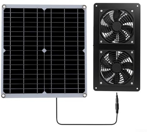 Solar Ventilator, 30W wetterfest mit DC Doppellüfter, Solar Panel Ventilator Solar Abluftventilator für kleine Hühnerställe, Gewächshäuser, Schuppen, Haustier Häuser, Fenster Auspuff