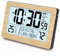 VINILITE Horloge Murale Réveil Numérique Radio-pilotée avec Température Horloge de Table en Bois Calendrier en 7 Langues Clock Design Moderne
