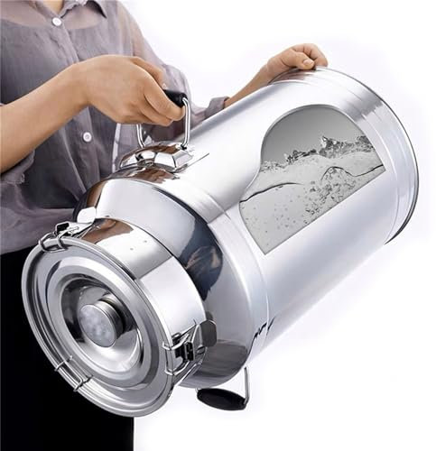 Stainless Steel Milk Can Milk Bucket, Seal Milk Transport Barrels, 201 Stainless Steel Milk Canister with Sealed Lid, Dairy Pot for Home and Farm(58L/12.76 UK gal)