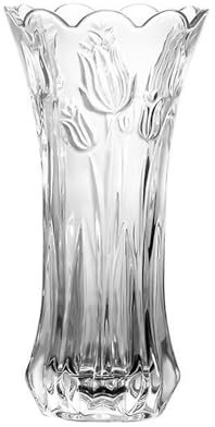 Glass Flower Vase, Tulips Flower Vases for Centerpieces, Thickened Glass Vase for Flowers, Clear Tall Cylinder Flared Vase for Home, Wedding, Living Room, Office 7.8 inch x 3.9 inch