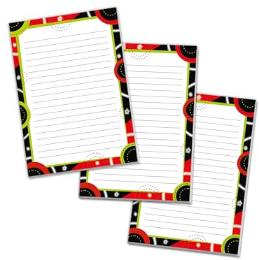 3 bunte Motiv Schreibblöcke für Notizen Briefpapier liniert für Teens Kinder Schule Modern Jugendstil Party Disco bunt (3 Blöcke A4 mit je 25 Blättern)