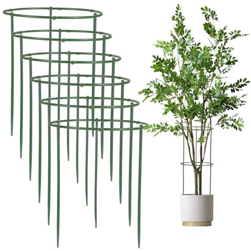 Gjinxi 36Pcs Garden Plant Support Stakes, Half Round Plant Stakes for Indoor Plants, Stackable 6 Tier Garden Flower Support, Plant Cage for Tomato, Monstera, Peony, Hydrangea, Climbing Plants