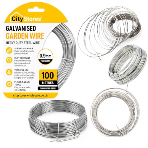 CityStores® 0.9mm x 100m Galvanised Garden Wire Roll – Heavy Duty Steel Garden Wire for Plant Support, Fencing, Trellis, Hanging, Craft, Floristry, Picture Hanging & DIY Garden Projects
