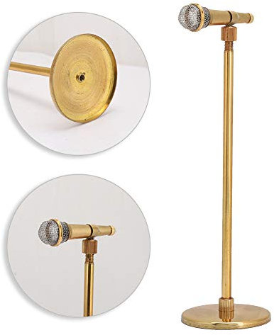 Gonetre MODELLO DI MICROFONO IN METALLO ORO PER SCENA DI STRUMENTI MUSICALI ACCESSORI PER BAMBOLE (Microfono dorato da 16 cm)