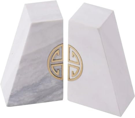 Buchstützen aus Metall, dekorative Buchstützen, geometrische Buchstützen aus Marmor, 2er-Set, schwere dekorative Buchstützen, Regal, Home-Office-Buchstützen, Stopper, Dekorationsornamente, Buchteilerh