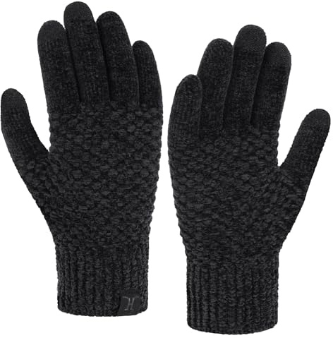 Bequemer Laden Mujeres Invierno Guantes Termicos Tactiles Chenille Tejidos Puños Elásticos Guantes Nieve para Clima Frío Regalo Mujer